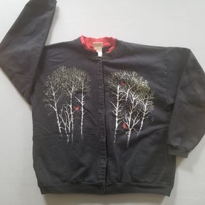 VTG robins in glitter winter trees sweatshirt